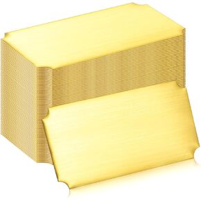 60 Pcs Name Plates Laser Engraved Brushed Solid Brass Plate Personalized Plaque Blank Name Tag Frame Name Label with Adhesive Backing for DIY, 2'' x 4''