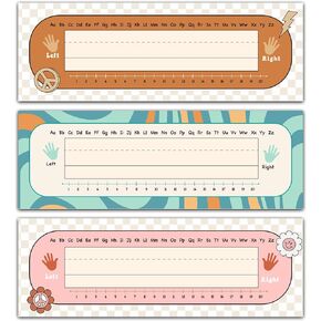 Retro Name Sticker Name Tags, Number Line Groovy Name Sticker for Classroom Desk, Number Line Name Tags for Kids Student Name Tags, Desk Stickers for Classroom School Student Supplies A11