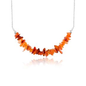 Yanara Carnelian Bar Necklace Nuggets Chips Crystals For Women 18" inch Silver Plated Adjustable Chain Elegant Gifts For Her Christmas Valentines