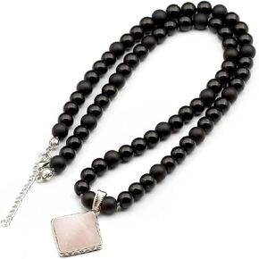 ElisaJewelryArt - عقد بقلادة على شكل عين النمر على شكل هرم طبيعي، قلادة مطرزة بالأحجار الكريمة الأصلية من حجر العقيق الأسود، قلادة بقفل إغلاق للجنسين (22، عين النمر) in Saudi Arabia