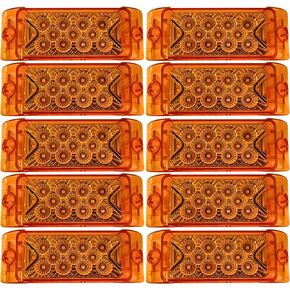 All Star Truck Parts] Qty 10 Amber 6" 13 LED Side Marker Clearance Light Rectangle 12V Truck Trailer Camper Boat Marine 6x2 Rectangular Surface Mount [Sealed and Waterproof]