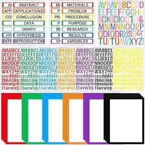 37 Colorful Sheets Science Fair Board Supplies Self Adhesive Presentation Science Subtitles Science Fair Project Titles Personalized Letter Sticker Supplies for Classroom Office