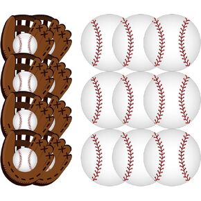 AnyDesign 47Pcs Paper Baseball Cutouts Baseball Glove Cut Outs Baseball Party Theme Cutouts Bulletin Board Decorations with 100Pcs Glue Points for Sport Birthday Classroom Party Decor Supplies