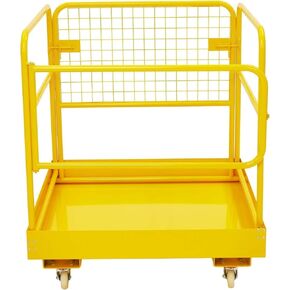 CHEINAUTO Forklift Safety Cage, 36"x36" inch Heavy Duty Collapsible Forklift Work Platform,1200LBS Capacity with 4 Universal Wheels, for Most Aerial Jobs