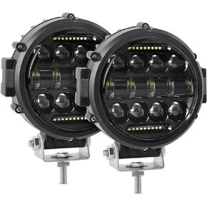 2PCS Round LED Off Road Lights Round LED Work Light 60W Round LED Fog Lights Pod Daytime Running Light Driving Light Wrangler Truck Pickup SUV ATV UTV Spot Flood Beam Off-Road Light Bar