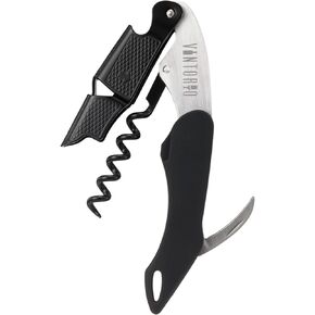 Vintorio Professional Waiters Corkscrew - Wine Key with Ergonomic Rubber Grip, Beer Bottle Opener and Foil Cutter (1 Pack)