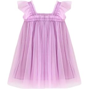 Baby Girl Tutu Ruffle Sleeveless Dresses, Toddler Tulle Fluffy Dress, Princess Soft Pom Layered Dress Party Birthday Outfit