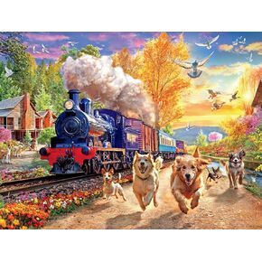 Buffalo Games - Racing The Train - 750 Piece Jigsaw Puzzle for Adults Challenging Puzzle Perfect for Game Nights - Finished Size 24.00 x 18.00