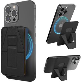 LOHASIC Wallet Kickstand Card Holder Compatible with MagSafe, Slim PU Leather Lightweight Magnetic Wallet with Phone Stand for iPhone 15 Pro Max/15 Plus/15 Pro/15/14/13/12 Series, Black