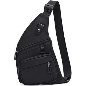 حقيبة ظهر Qidelong Sling مضادة للسرقة على الكتف عند الصدر، حقيبة جيب شخصية خفيفة الوزن، حقيبة Fanny Pack للسفر والمشي لمسافات طويلة