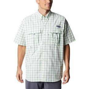 Columbia Men's Super Bahama Short Sleeve Shirt, Key West Gingham Grid, Small