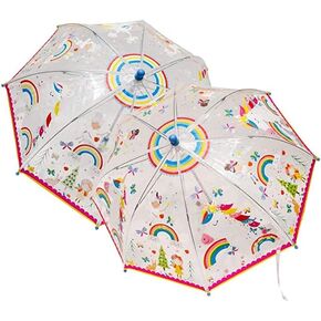 Floss & Rock Rainbow Fairy Transparent Colour Changing Kids Umbrella, 23.6 Inch, Multicolor