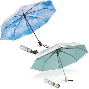 G4Free UPF 50+ UV Protection Travel Umbrella Auto Open Close Windproof Sun Blocking Umbrella 46 Inch+42 Inch