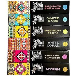 Tribal Soul Incense Smudge Sticks - Assorted Gift Set of 6 Fragrances (15g. Each).