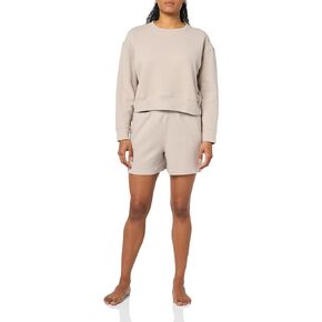 Danskin womens 2 Piece Wave Jacquard Long Sleeve Crew and Short Set