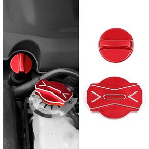 JWWY Engine Oil Cap Cover Decorative Heat Sink Trim for Dodoge Challenger Charger,Chrysler 300/300c 2012-2023+,Aluminium Alloy Red 2Pcs