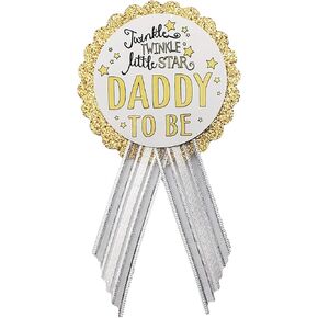 Daddy to Be Pin Twinkle Little Star Baby Shower Pin for dad to wear, White & Gold, It's a Girl, It's a Boy Sprinkle