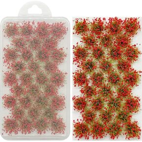Woohome Static Grass Tuft Model Gras s Tufts, 128 PCS Railway Artificial Grass 4 Colors Bushy Tuft Flower Cluster Vegetation Groups for DIY Building Model Train Landscape Railroad Scenery