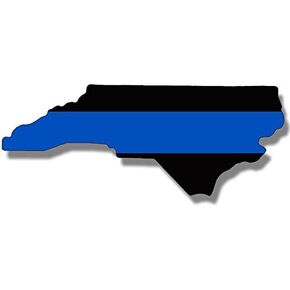 North Carolina Shaped Thin Blue Line Sticker (NC Police Officers Law Vinyl Decal for Cars, Trucks, Cruisers (2 x 5 inch)