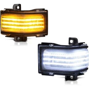 [Switchback + Sequential Turn Signal] VIPMOTOZ Chrome Housing White & Amber LED Strip Side Mirror Indicator Light Blinker Lamp For 2017-2022 Ford F250 F350 F450 Super Duty Towing Mirror
