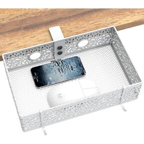 IRENPORU Under Desk Drawer Storage Basket, Clamp-on Pencil Drawer Durable Hidden Desk Organizer for Home Office Desk Table East to Install Large Capacity (White)