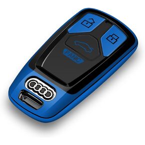 Car Key Fob Cover Compatible with Audi Accessories Protector Case Keychain Holder 2022 2023 2024 Blue