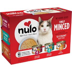 Nulo Finely Minced Grain-Free Wet Cat and Kitten Food, Variety Pack, 2.8 oz, 12 Count