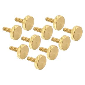 PATIKIL M3x9mm Knurled Thumb Screws, 10 Pack Flat Tip Brass Bolts Grip Knobs Fasteners with Straight Shoulders for Lighting Furniture Electronic Mechanical