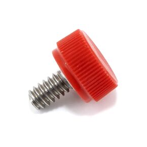 #6-32 x 1/4" Thumb Screw Stainless Steel - Red Knurled Round Plastic Knob - Standard/Coarse Thread Thumbscrew - Length: 0.250" - Proudly Built in USA - Package of (10)
