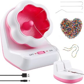 Electric Bead Spinner, Clay Bead Spinner for Bracelet Making Kit, Clay Bead Bracelet Kit with Needles, Fast Electric Beading Machine, Beading Bowl Spinner Kit for Making Jewelry DIY Bracelet Necklace