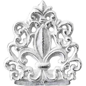 LuLu Decor, Cast Iron Fleur De Lis Door Stop, Door Stopper in Antique Black Finish, Beautiful and Useful Product, Simply Insert Flat Base Underneath Your Door Space, Works Great (LB15BK3)