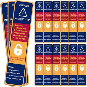 Kanayu 15 Piece Lockdown Magnetic Strips for School Door Frames Door Magnet Locks Devices Classroom Office Security Enhanced Layer Easy Smooth Latch Strips with PVC Cover(Classic)