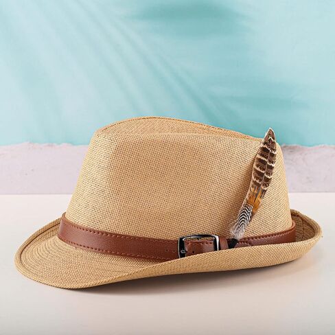 مجموعة قبعات بنما تريلبي الكلاسيكية للجنسين من فاليتو مع 12 قطعة من ريش القبعة in Kuwait