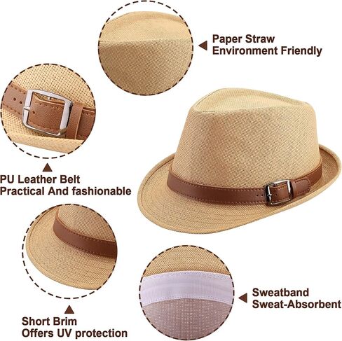 مجموعة قبعات بنما تريلبي الكلاسيكية للجنسين من فاليتو مع 12 قطعة من ريش القبعة in Kuwait