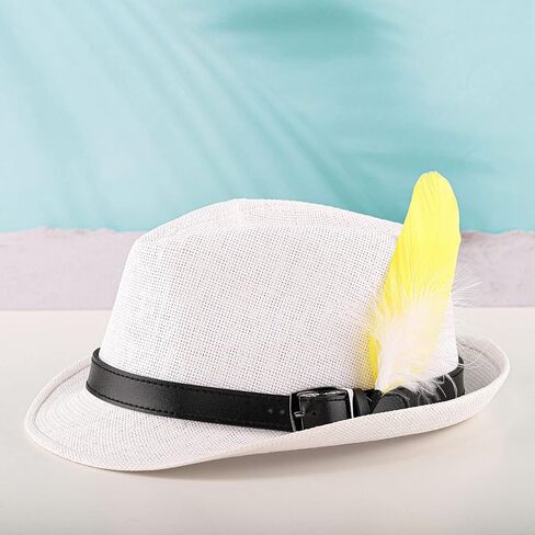 مجموعة قبعات بنما تريلبي الكلاسيكية للجنسين من فاليتو مع 12 قطعة من ريش القبعة in Kuwait