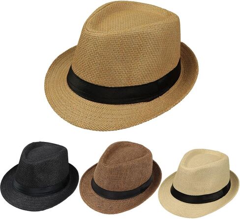 Straw Fedora Hat Wide Brim Summer Beach Sun Cap Panama Hat for Men Women in Saudi Arabia