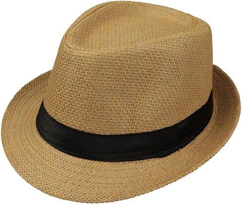 Straw Fedora Hat Wide Brim Summer Beach Sun Cap Panama Hat for Men Women in Saudi Arabia