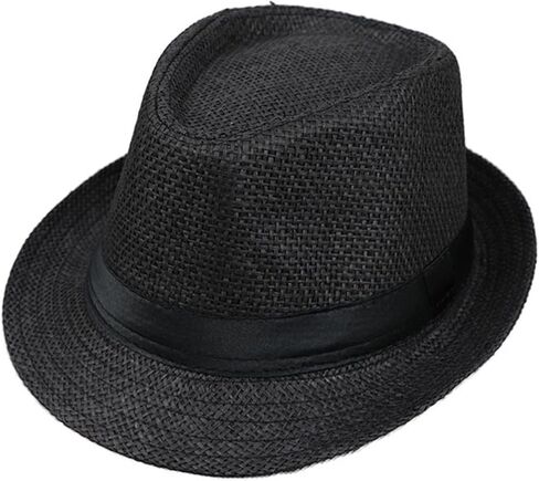 Straw Fedora Hat Wide Brim Summer Beach Sun Cap Panama Hat for Men Women in Saudi Arabia