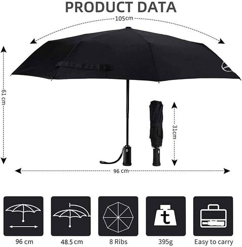 Folding Umbrella for Car, Foldable Auto-open Sunshade Windproof Travel Umbrella, No Water Drops, Easy to Dry in Saudi Arabia