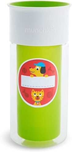 كوب Munchkin Miracle 360 ​​المعزول المضاد للانسكاب، يتضمن ملصقات لتخصيص الكوب، 9 أونصة، أخضر (عبوة من قطعتين) in Kuwait