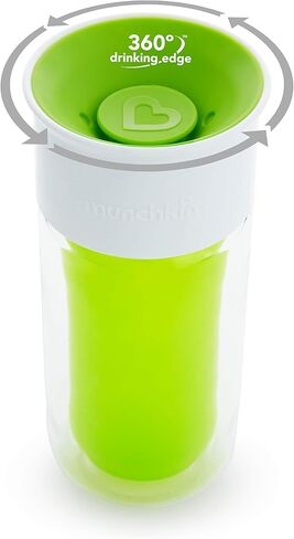 كوب Munchkin Miracle 360 ​​المعزول المضاد للانسكاب، يتضمن ملصقات لتخصيص الكوب، 9 أونصة، أخضر (عبوة من قطعتين) in Kuwait