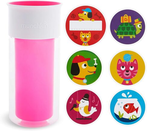كوب Munchkin Miracle 360 ​​المعزول المضاد للانسكاب، يتضمن ملصقات لتخصيص الكوب، 9 أونصة، أخضر (عبوة من قطعتين) in Kuwait
