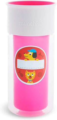 كوب Munchkin Miracle 360 ​​المعزول المضاد للانسكاب، يتضمن ملصقات لتخصيص الكوب، 9 أونصة، أخضر (عبوة من قطعتين) in Kuwait