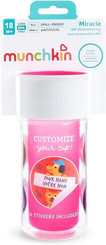 كوب Munchkin Miracle 360 ​​المعزول المضاد للانسكاب، يتضمن ملصقات لتخصيص الكوب، 9 أونصة، أخضر (عبوة من قطعتين) in Kuwait