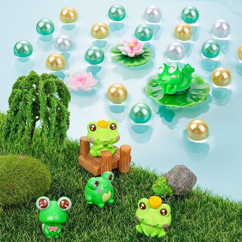 HTZNHXT 120 قطعة من حشو مزهرية الضفدع الصيفية، خرزة صغيرة من أوراق اللوتس الضفدع الصغيرة العائمة من اللؤلؤ الصناعي لديكور الحفلات المركزية لطاولة المنزل in Kuwait