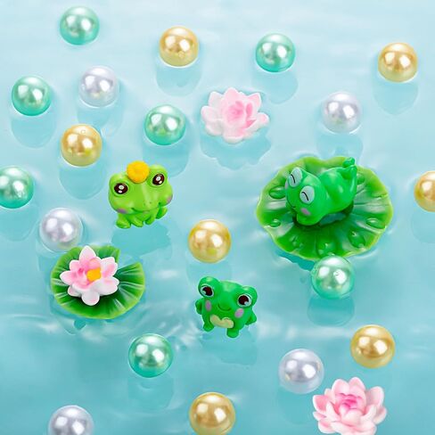 HTZNHXT 120 قطعة من حشو مزهرية الضفدع الصيفية، خرزة صغيرة من أوراق اللوتس الضفدع الصغيرة العائمة من اللؤلؤ الصناعي لديكور الحفلات المركزية لطاولة المنزل in Kuwait