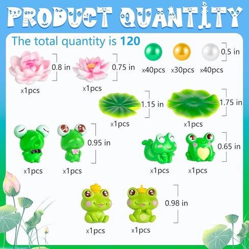 HTZNHXT 120 قطعة من حشو مزهرية الضفدع الصيفية، خرزة صغيرة من أوراق اللوتس الضفدع الصغيرة العائمة من اللؤلؤ الصناعي لديكور الحفلات المركزية لطاولة المنزل in Kuwait