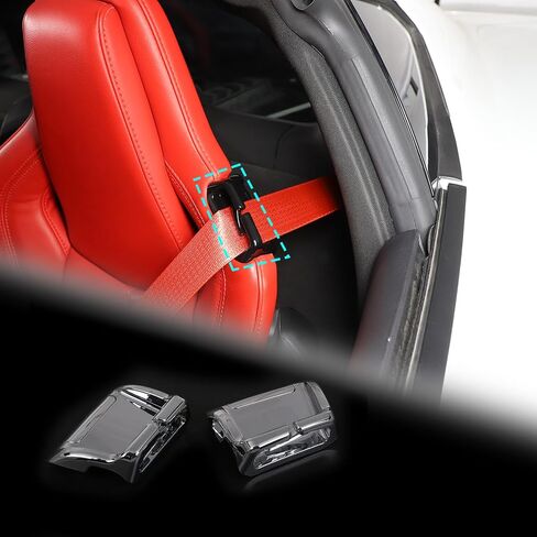Seat Belt Guide Holder Replacement Compatible with Chevrolet C8 Corvette Stingray 2020-2024, Car Seat Accessories (Red) in Saudi Arabia