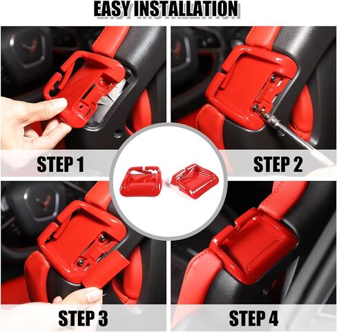 Seat Belt Guide Holder Replacement Compatible with Chevrolet C8 Corvette Stingray 2020-2024, Car Seat Accessories (Red) in Saudi Arabia
