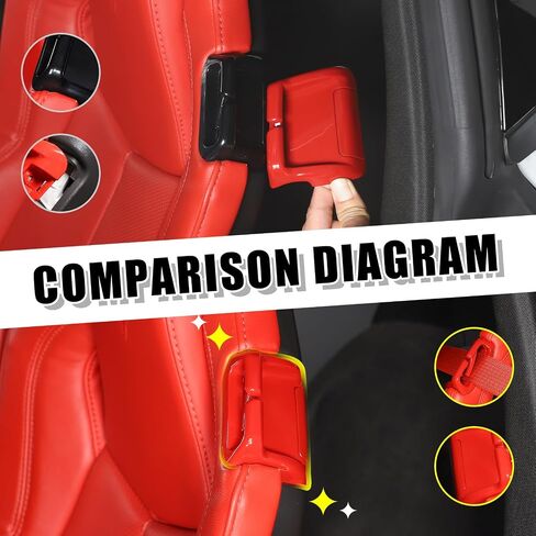 Seat Belt Guide Holder Replacement Compatible with Chevrolet C8 Corvette Stingray 2020-2024, Car Seat Accessories (Red) in Saudi Arabia